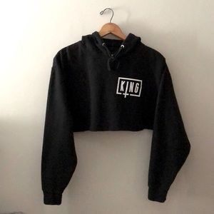 Black Sullivan King Cropped Hoodie